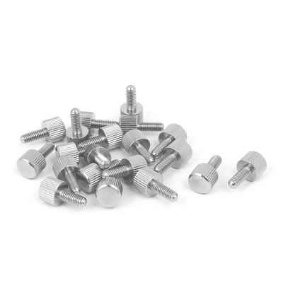 Harfington Computer PC Case Stainless Steel Flat Head Knurled Thumb Screw M4 x 10mm 20pcs