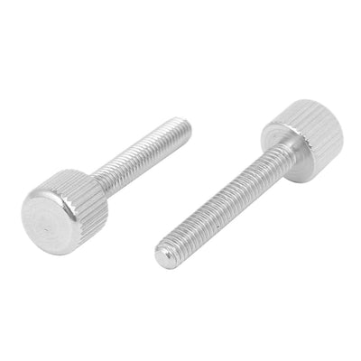 Harfington Computer PC Case Stainless Steel Flat Head Knurled Thumb Screw M4 x 25mm 8pcs