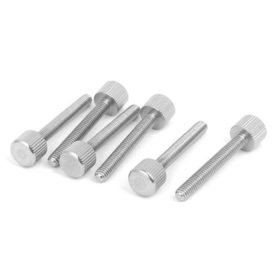 Harfington Computer PC Case Stainless Steel Flat Head Knurled Thumb Screw M4 x 30mm 6pcs