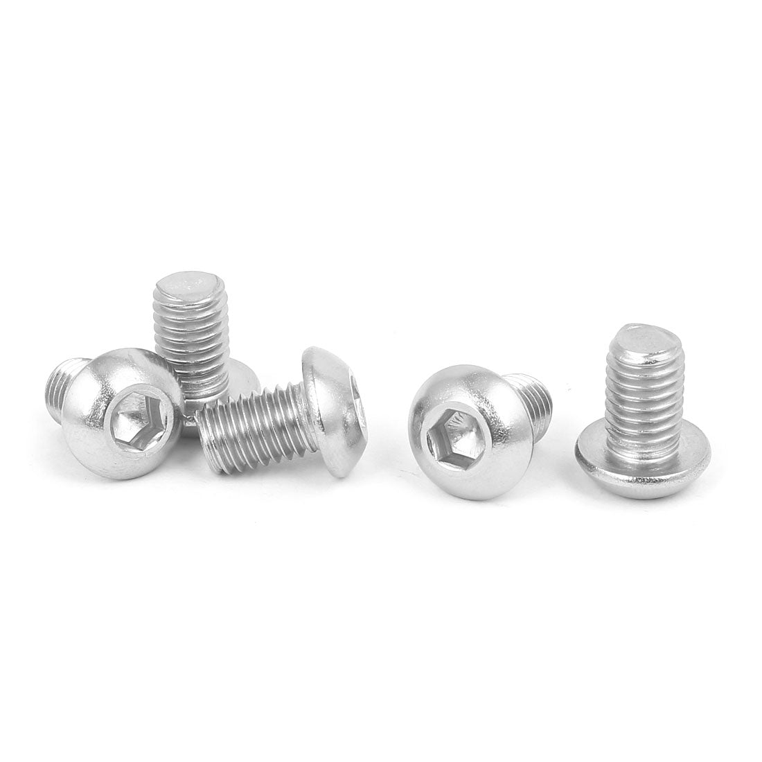 Harfington M8x12mm 316 Stainless Steel Fully Thread Button Head Hex Socket Cap Screw 5pcs