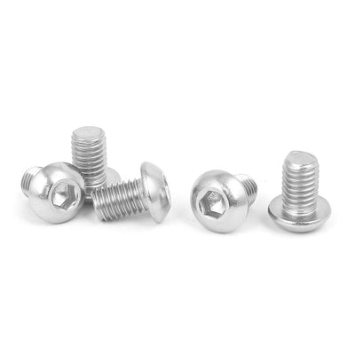 Harfington M8x12mm 316 Stainless Steel Fully Thread Button Head Hex Socket Cap Screw 5pcs