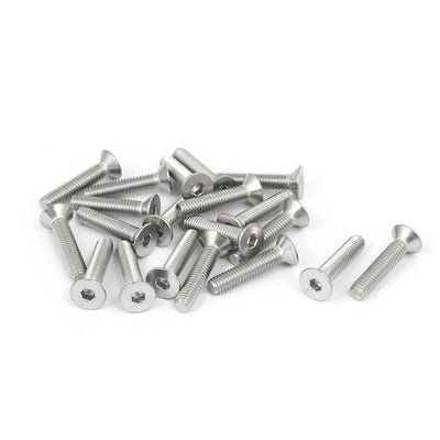 Harfington M4x20mm 316 Stainless Steel Flat Head Hex Socket Cap Screw Bolt Fastener 20pcs