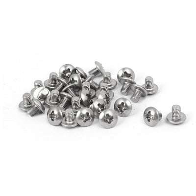 Harfington M3 x 4mm 316 Stainless Steel Truss Phillips Head Machine Screw Silver Tone 30pcs