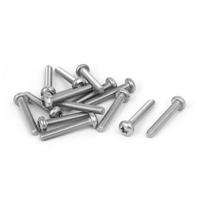 Harfington M4 x 25mm 316 Stainless Steel Round Torx Head Machine Screw  Silver Tone 15pcs
