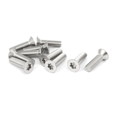 Harfington M6 x 22mm 316 Stainless Steel Flat Torx Head Machine Screw  Silver Tone 10pcs