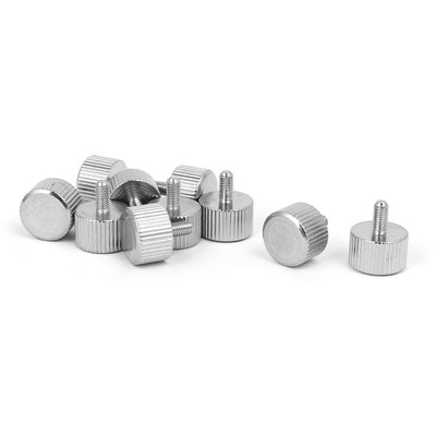 Harfington M3x6mm Computer PC Case Metal Knurled Head Thumb Screws Silver Tone 10pcs