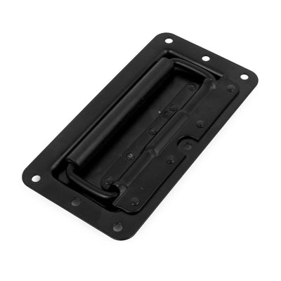 Harfington 155mmx83mm Metal Rectangle Shaped Recessed Folding Pull Handle Grip Black
