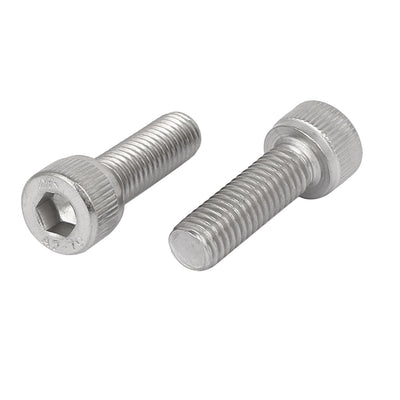 Harfington M8x25mm Thread 304 Stainless Steel Hex Socket Head Cap Screw Bolt DIN912 6pcs