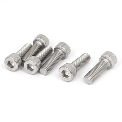 Harfington M8x25mm Thread 304 Stainless Steel Hex Socket Head Cap Screw Bolt DIN912 6pcs