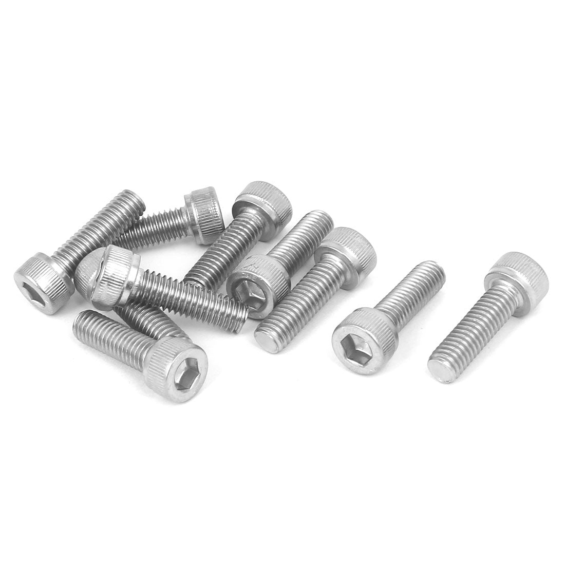 Harfington M6 x 20mm Thread 304 Stainless Steel Hex Socket Head Cap Screw Bolt DIN912 10pcs