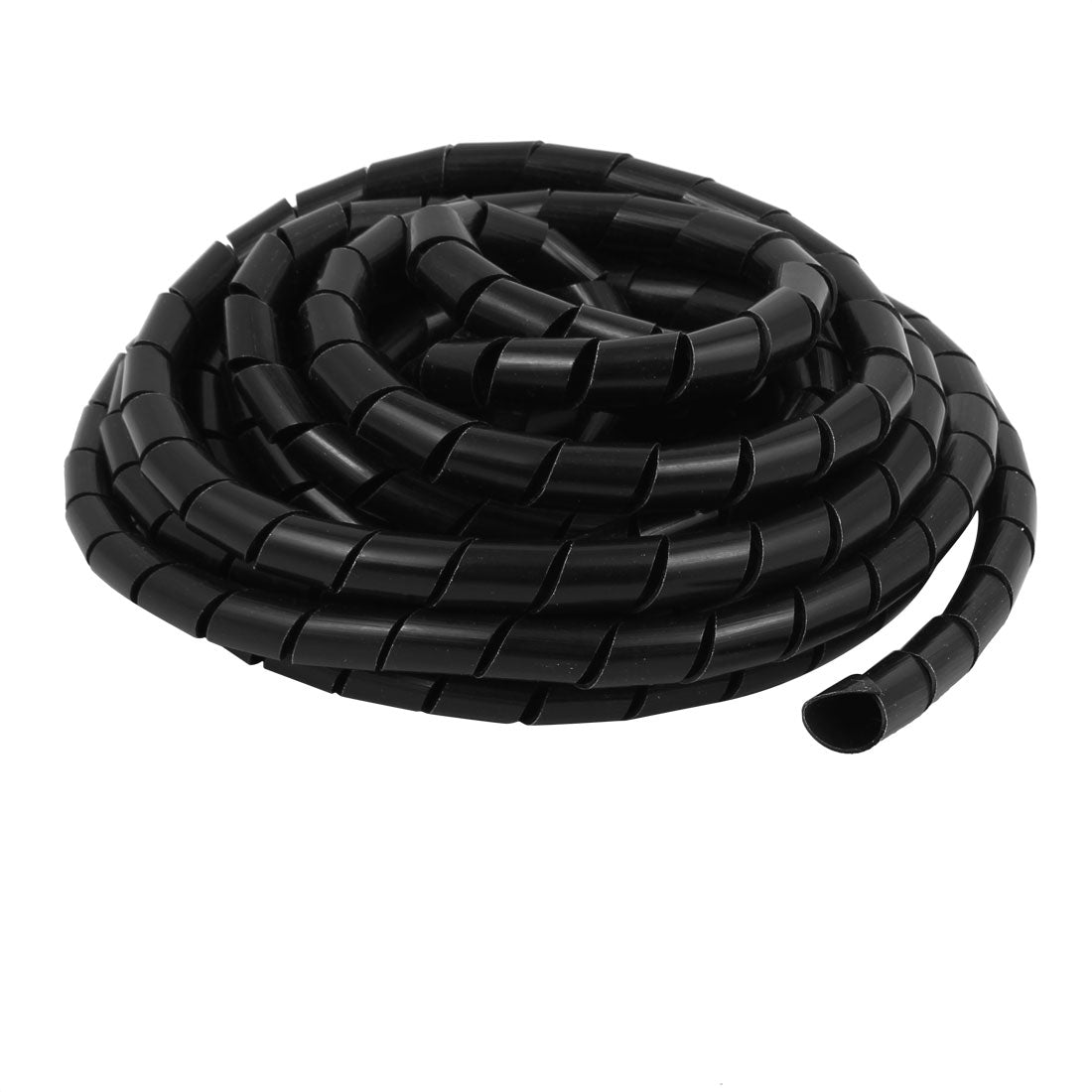 Harfington 14mm Dia 5.5M Length Cable Wire Tidy Wrap Spiral Wrapping Band Organizer Black