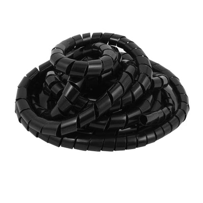 Harfington 18mm Dia 4M Length Cable Wire Tidy Wrap Spiral Wrapping Band Organizer Black