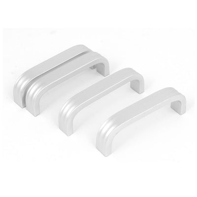 Harfington Uxcell 64mm Hole Distance Aluminum Alloy Screw Mounted Bow Pull Handle Silver Tone 4pcs