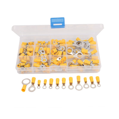 Harfington 132 Pcs Insulated Ring Crimp Terminal Assorted Set Electrical Wiring Connector Yellow