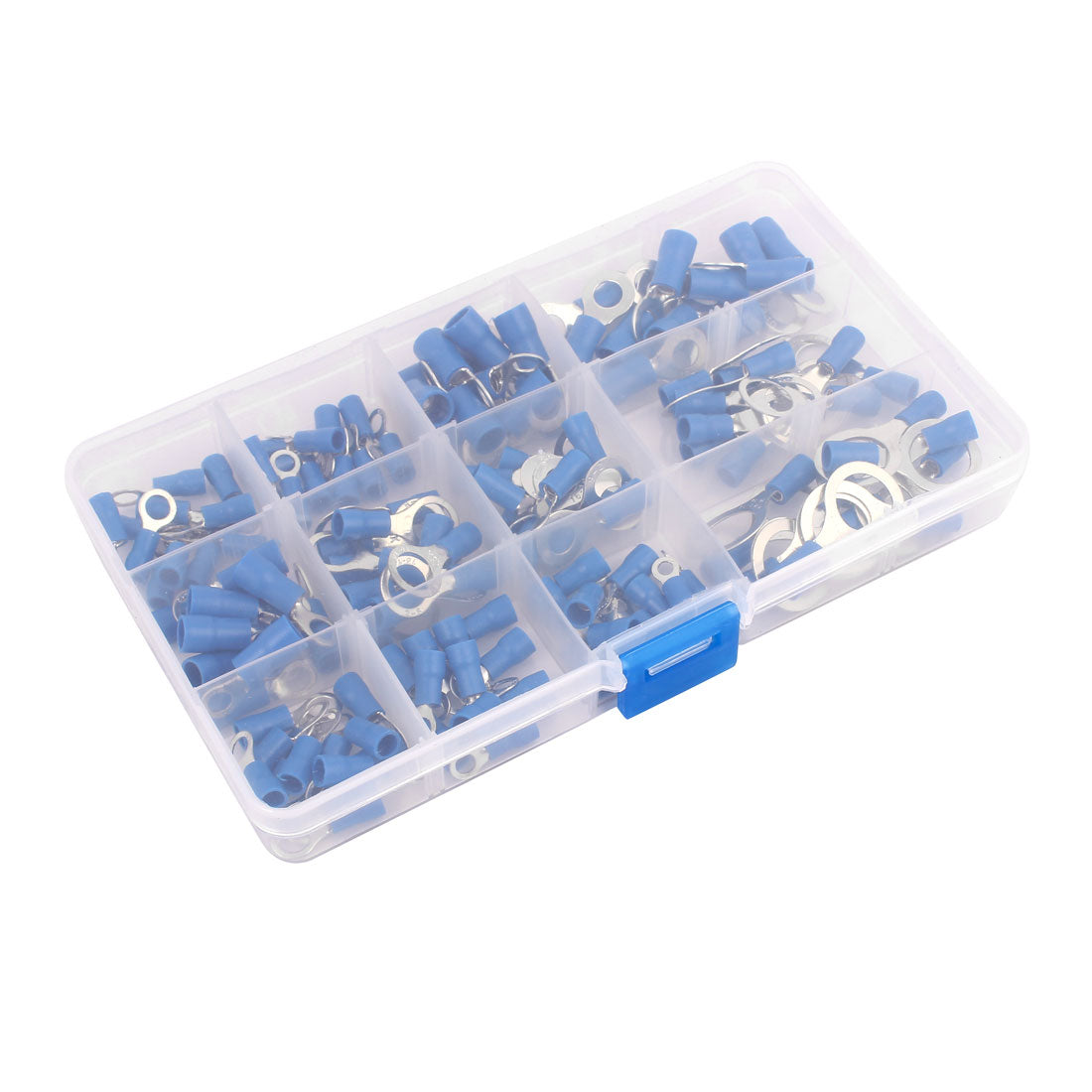 Harfington 132Pcs Insulated Ring Crimp Terminal Set Electrical Wiring Connector Assorted Kit Blue