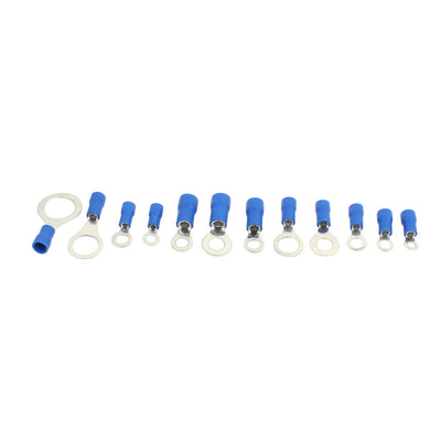 Harfington 132Pcs Insulated Ring Crimp Terminal Set Electrical Wiring Connector Assorted Kit Blue