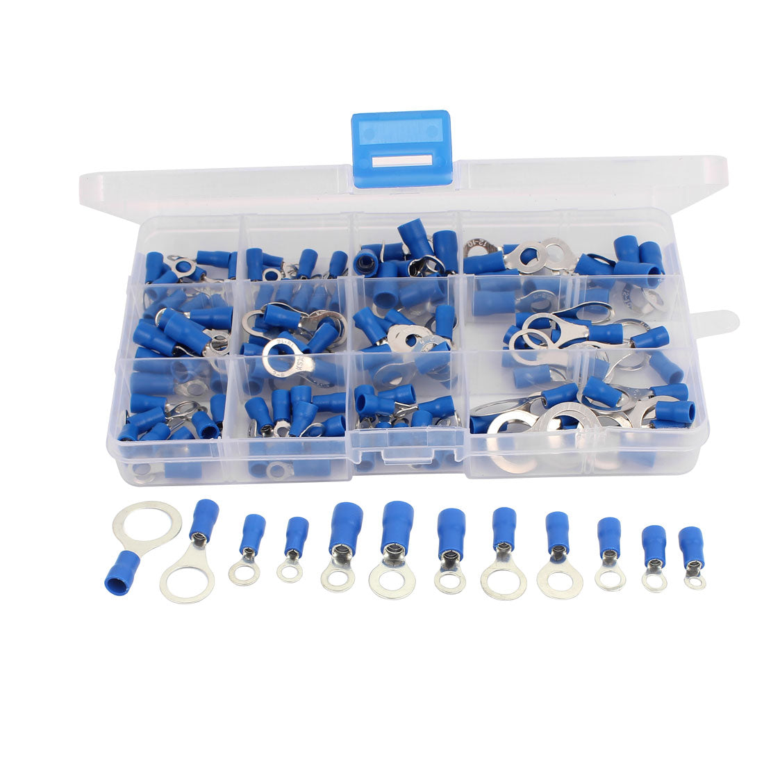 Harfington 132Pcs Insulated Ring Crimp Terminal Set Electrical Wiring Connector Assorted Kit Blue