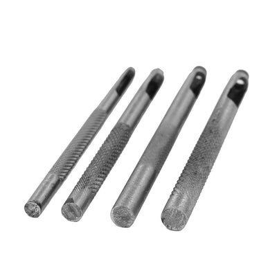 Harfington Leather Belt Gasket Metal Knurled Shank Hollow Hole Punch Set Silver Tone 4 in 1