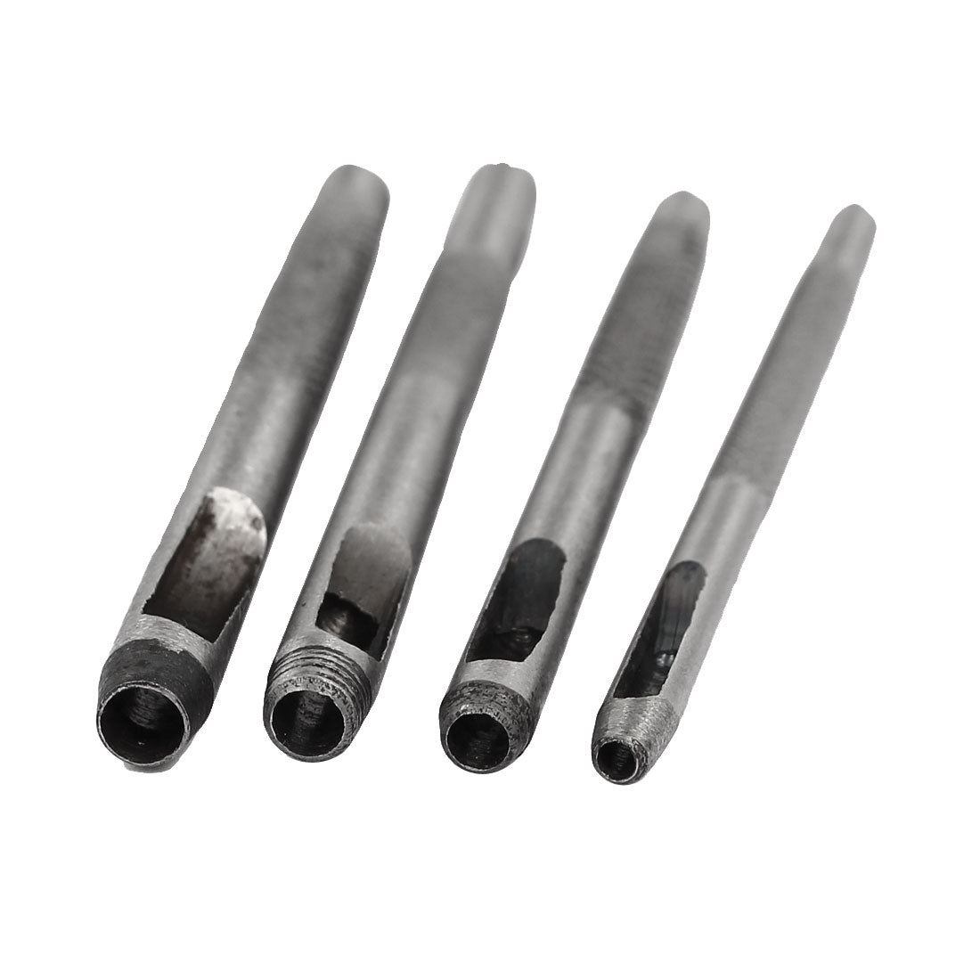 Harfington Leather Belt Gasket Metal Knurled Shank Hollow Hole Punch Set Silver Tone 4 in 1