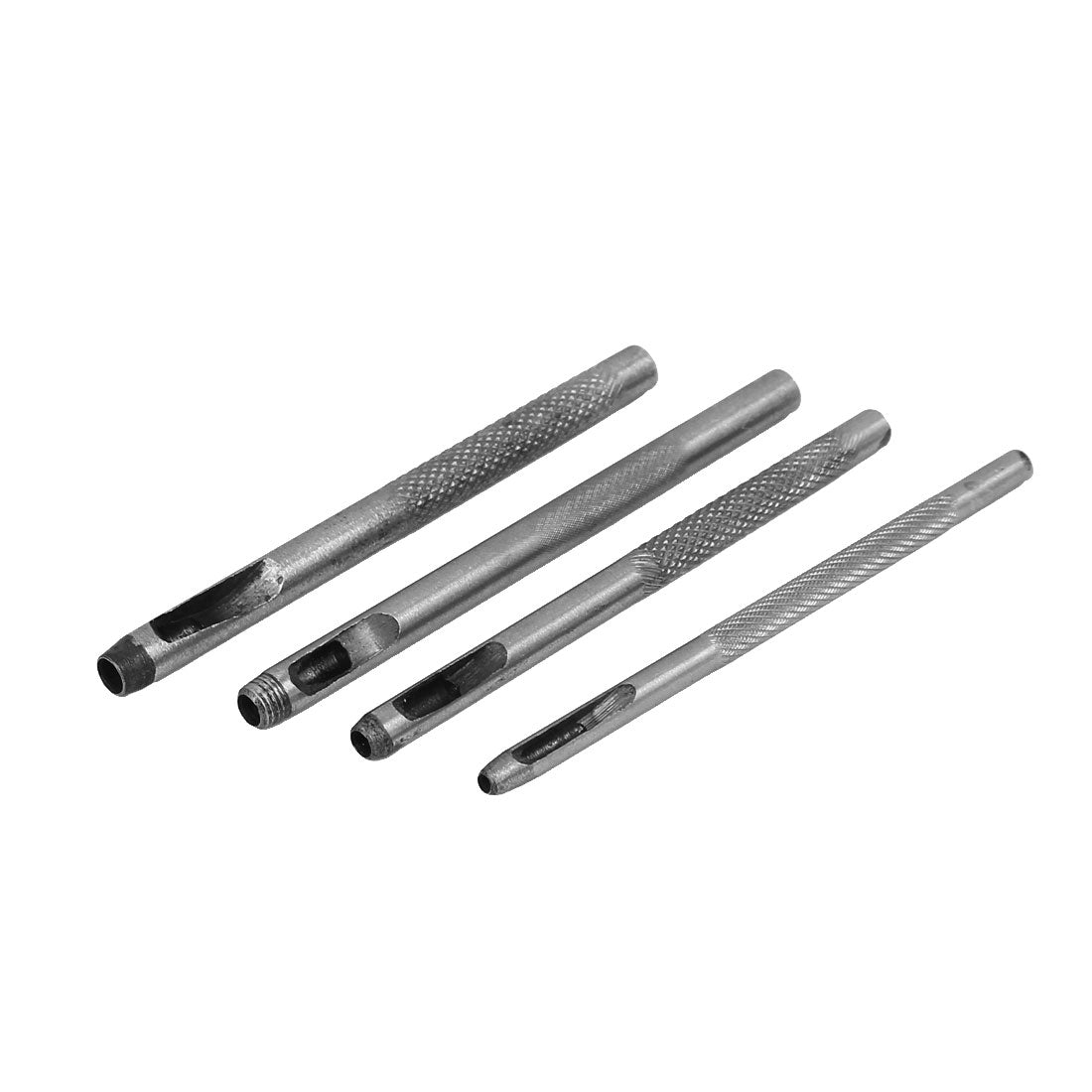 Harfington Leather Belt Gasket Metal Knurled Shank Hollow Hole Punch Set Silver Tone 4 in 1