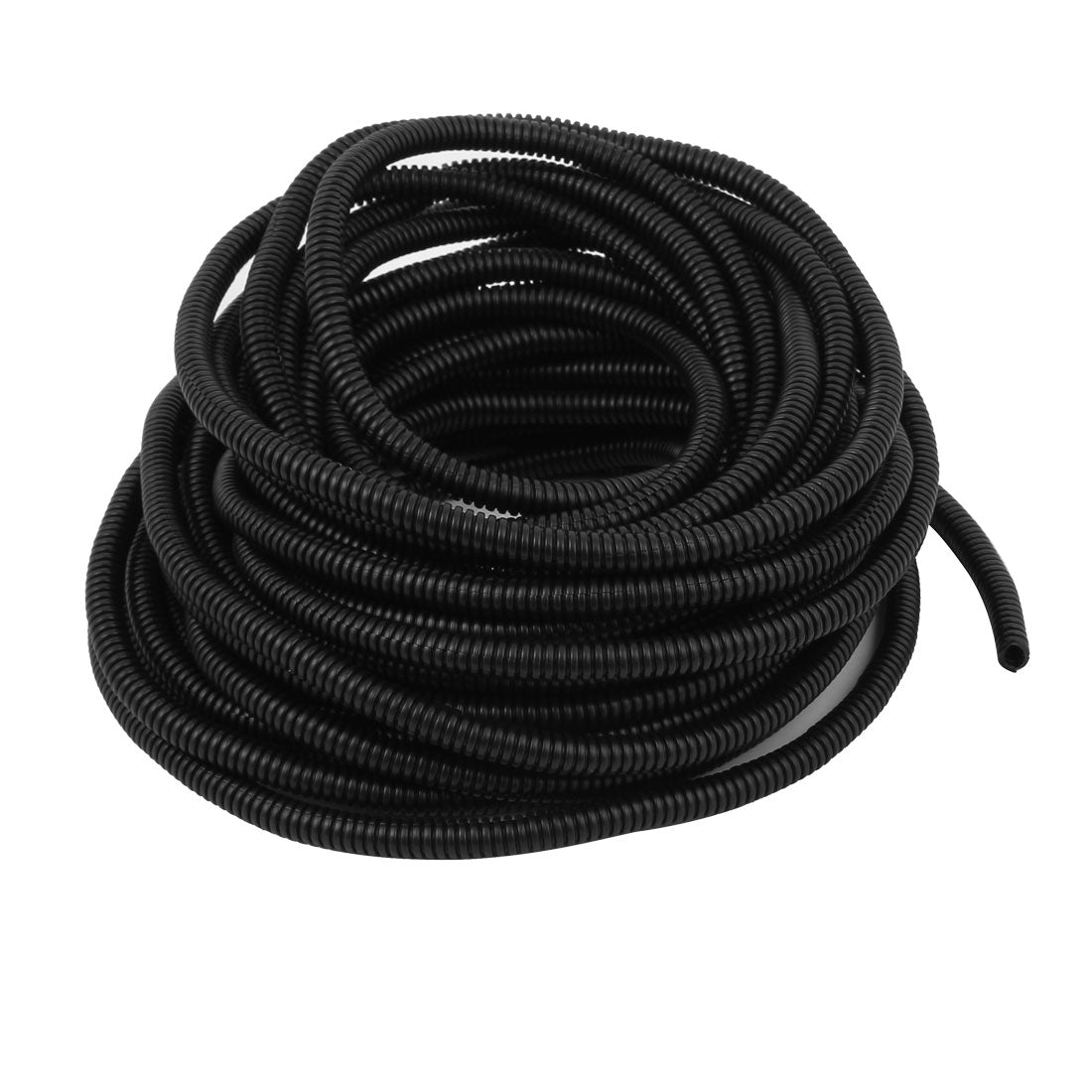 Harfington 15 M 6.5 x 10 mm Plastic Split Corrugated Conduit Tube for Garden,Office Black