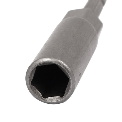 Harfington 81mm Length 1/4" Hex Shank 10mm Hexagonal Deep Socket Nut Driver Bit Gray 5pcs