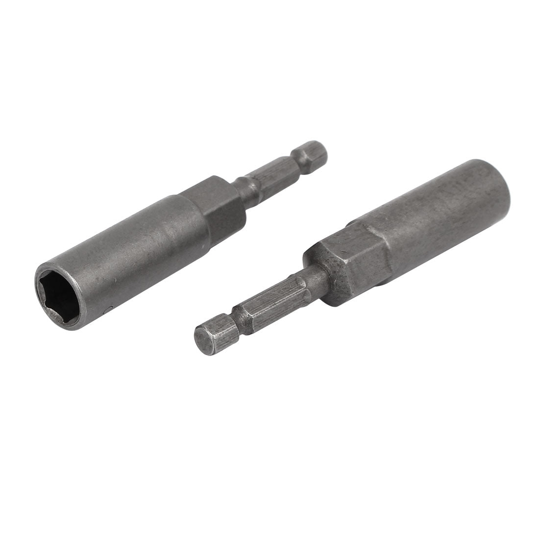 Harfington 81mm Length 1/4" Hex Shank 10mm Hexagonal Deep Socket Nut Driver Bit Gray 5pcs