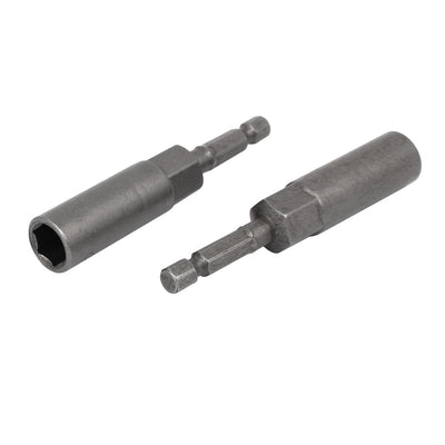 Harfington 81mm Length 1/4" Hex Shank 10mm Hexagonal Deep Socket Nut Driver Bit Gray 5pcs