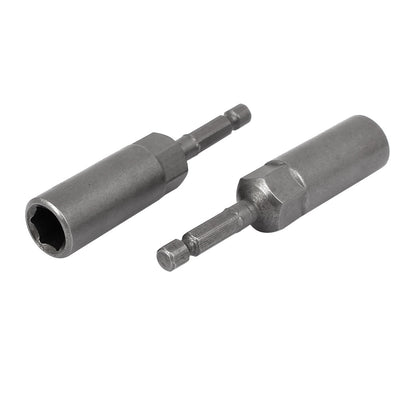 Harfington 82mm Length 7mm Hex Shank 11mm Hexagonal Deep Socket Nut Driver Bit Gray 5pcs