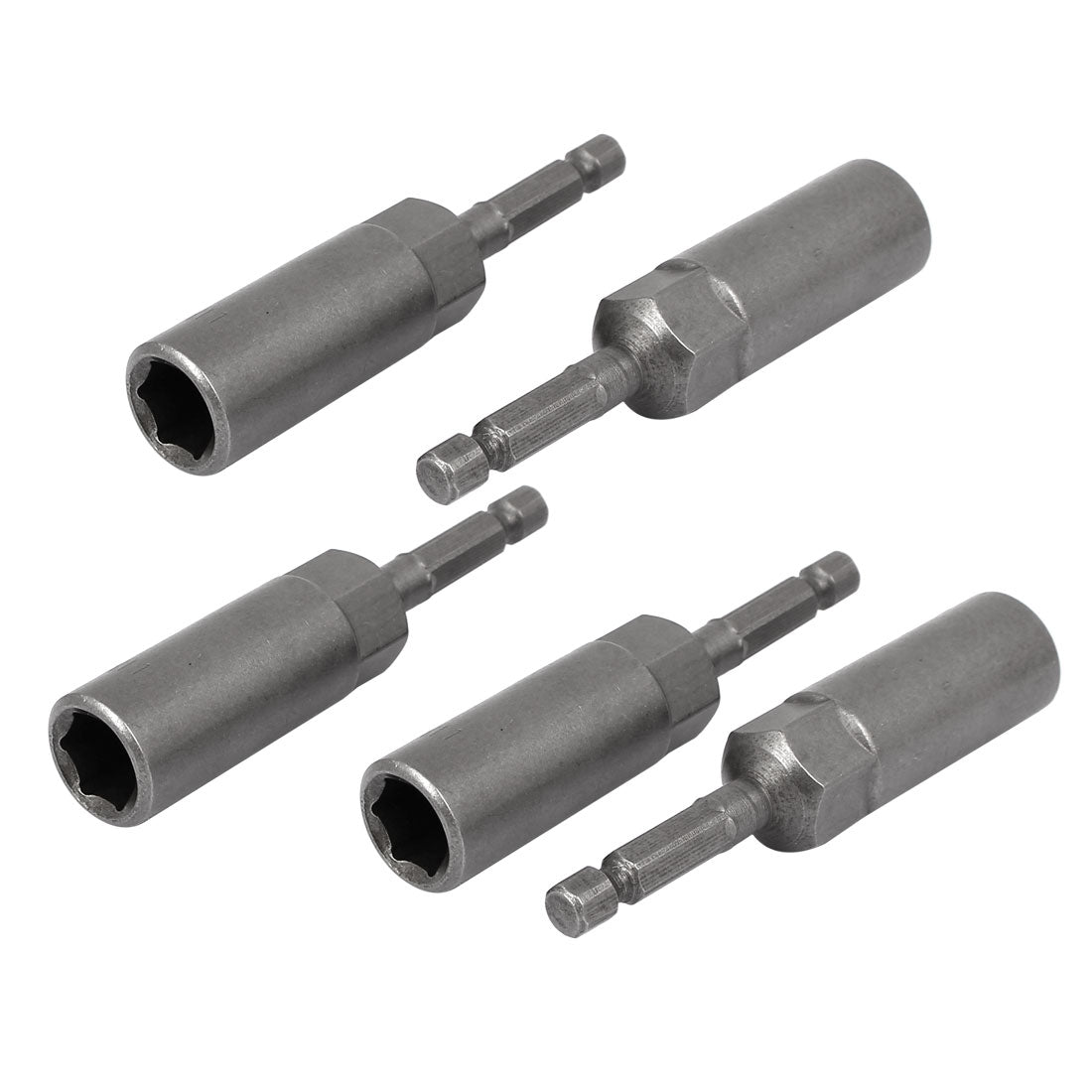 Harfington 82mm Length 7mm Hex Shank 11mm Hexagonal Deep Socket Nut Driver Bit Gray 5pcs