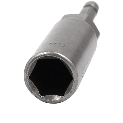 Harfington 83mm Length 7mm Hex Shank 12mm Hexagonal Deep Socket Nut Driver Bit Gray 5pcs