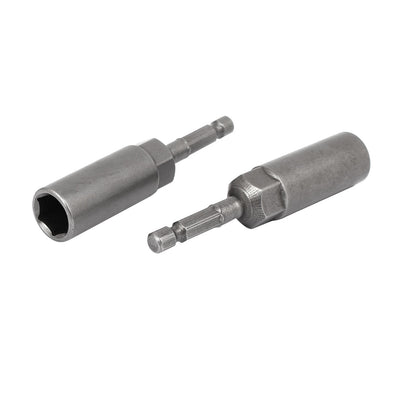 Harfington 83mm Length 7mm Hex Shank 12mm Hexagonal Deep Socket Nut Driver Bit Gray 5pcs