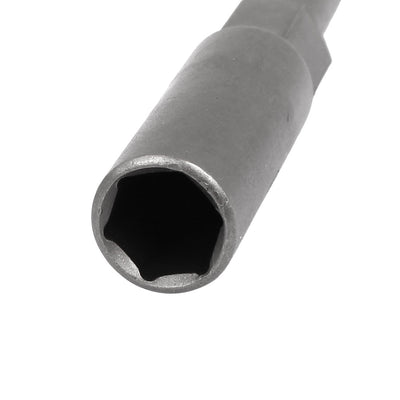 Harfington 102mm Length 7mm Hex Shank 10mm Hexagonal Deep Socket Nut Driver Bit Gray 5pcs