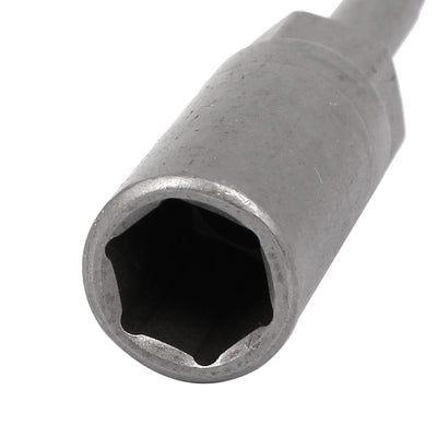 Harfington 102mm Length 6.3mm Hex Shank 13mm Hexagonal Deep Socket Nut Driver Bit Gray 10pcs