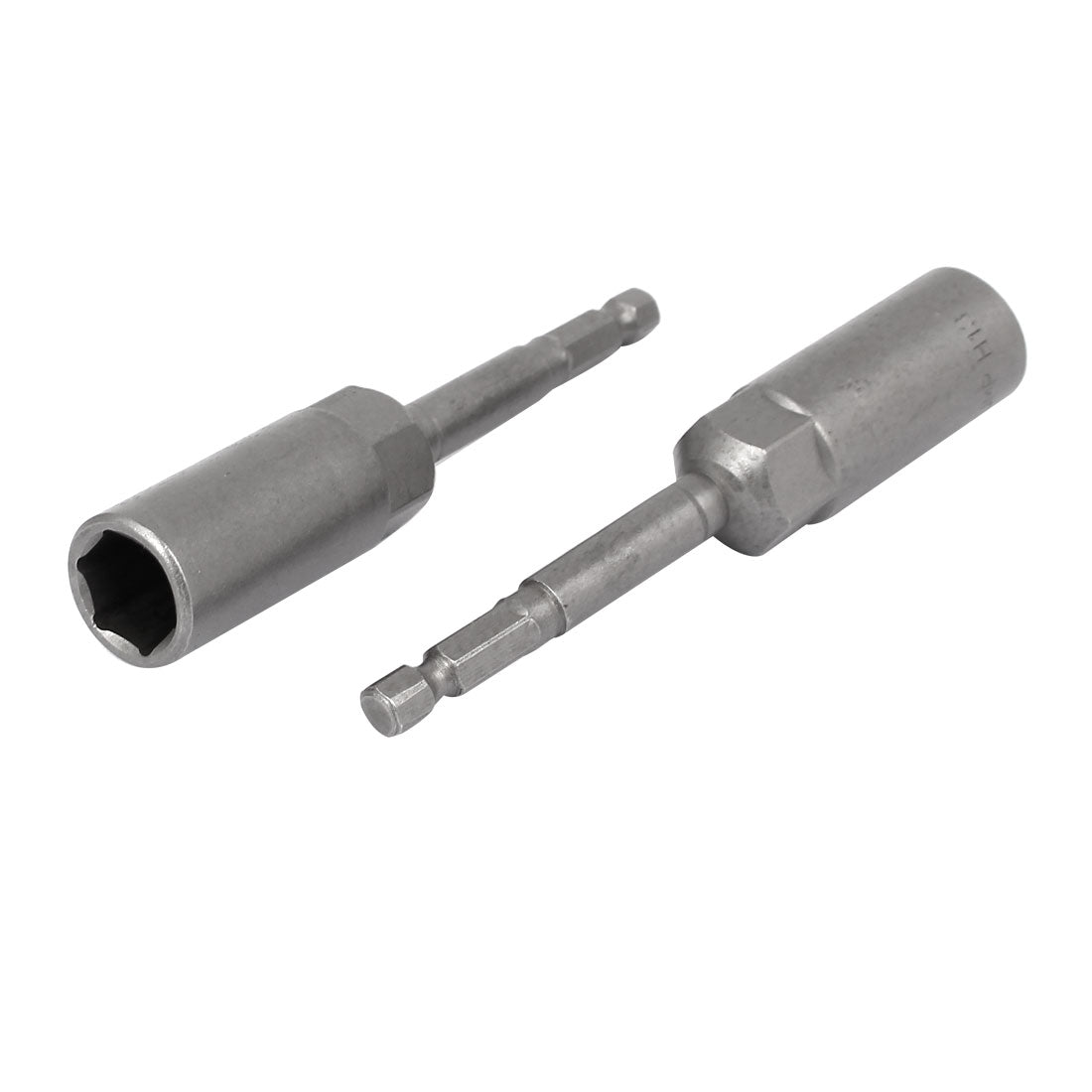 Harfington 102mm Length 6.3mm Hex Shank 13mm Hexagonal Deep Socket Nut Driver Bit Gray 10pcs