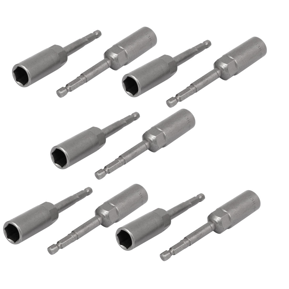 Harfington 102mm Length 6.3mm Hex Shank 13mm Hexagonal Deep Socket Nut Driver Bit Gray 10pcs