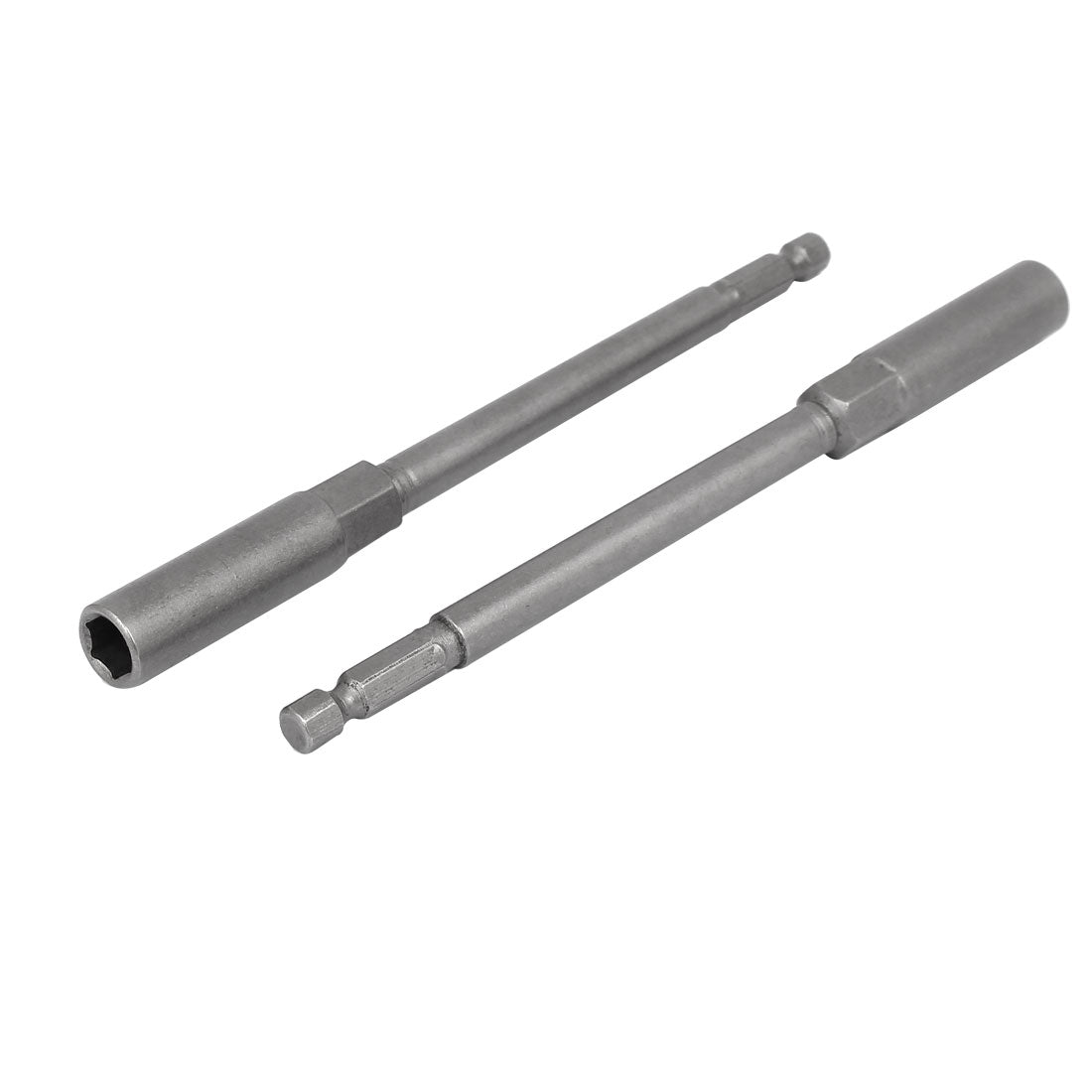 Harfington 150mm Length 7mm Hex Shank 8mm Hexagonal Deep Socket Nut Driver Bit Gray 5pcs