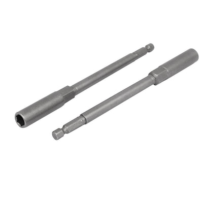 Harfington 150mm Length 7mm Hex Shank 8mm Hexagonal Deep Socket Nut Driver Bit Gray 5pcs