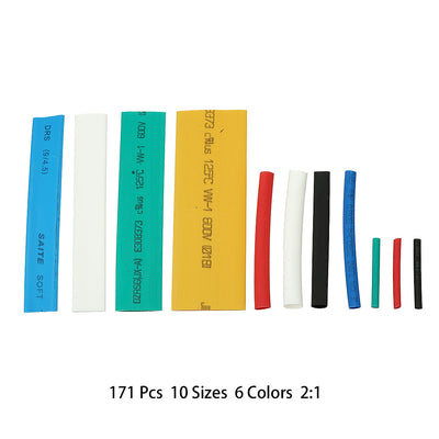 Harfington 171Pcs 2:1 Heat Shrink Tubing Tube Sleeving Wire Cable 10 Sizes 6 Color