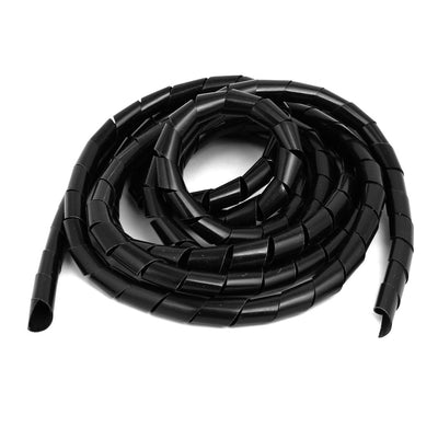 Harfington 15mm Flexible Spiral Tube Cable Wire Wrap Computer Manage Cord Black 5M Length