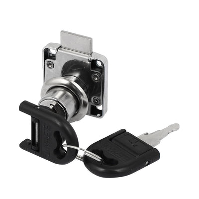 Harfington 16mm Cylinder Diameter Metal Square Base Drawer Lock Locker Silver Tone w 2 Keys