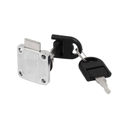 Harfington 16mm Cylinder Diameter Metal Square Base Drawer Lock Locker Silver Tone w 2 Keys