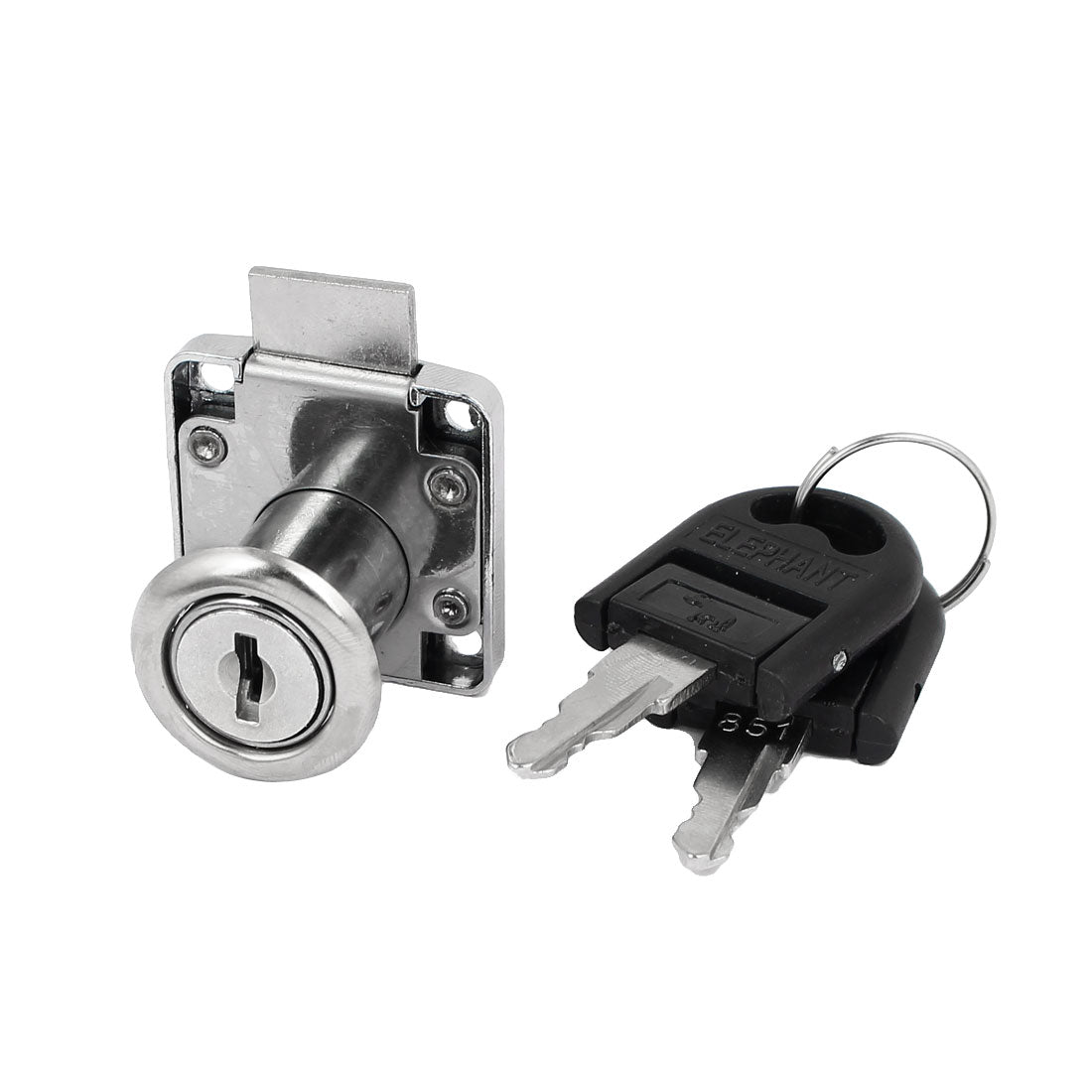Harfington 16mm Cylinder Diameter Metal Square Base Drawer Lock Locker Silver Tone w 2 Keys