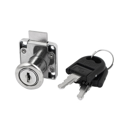 Harfington 16mm Cylinder Diameter Metal Square Base Drawer Lock Locker Silver Tone w 2 Keys