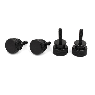 Harfington Computer PC Case Aluminum Alloy Knurled Thumb Screws Black M3x12mm 4pcs