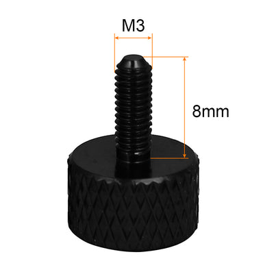Harfington Computer PC Graphics Card Fully Threaded Knurled Thumb Screws Black M3x8mm 10pcs