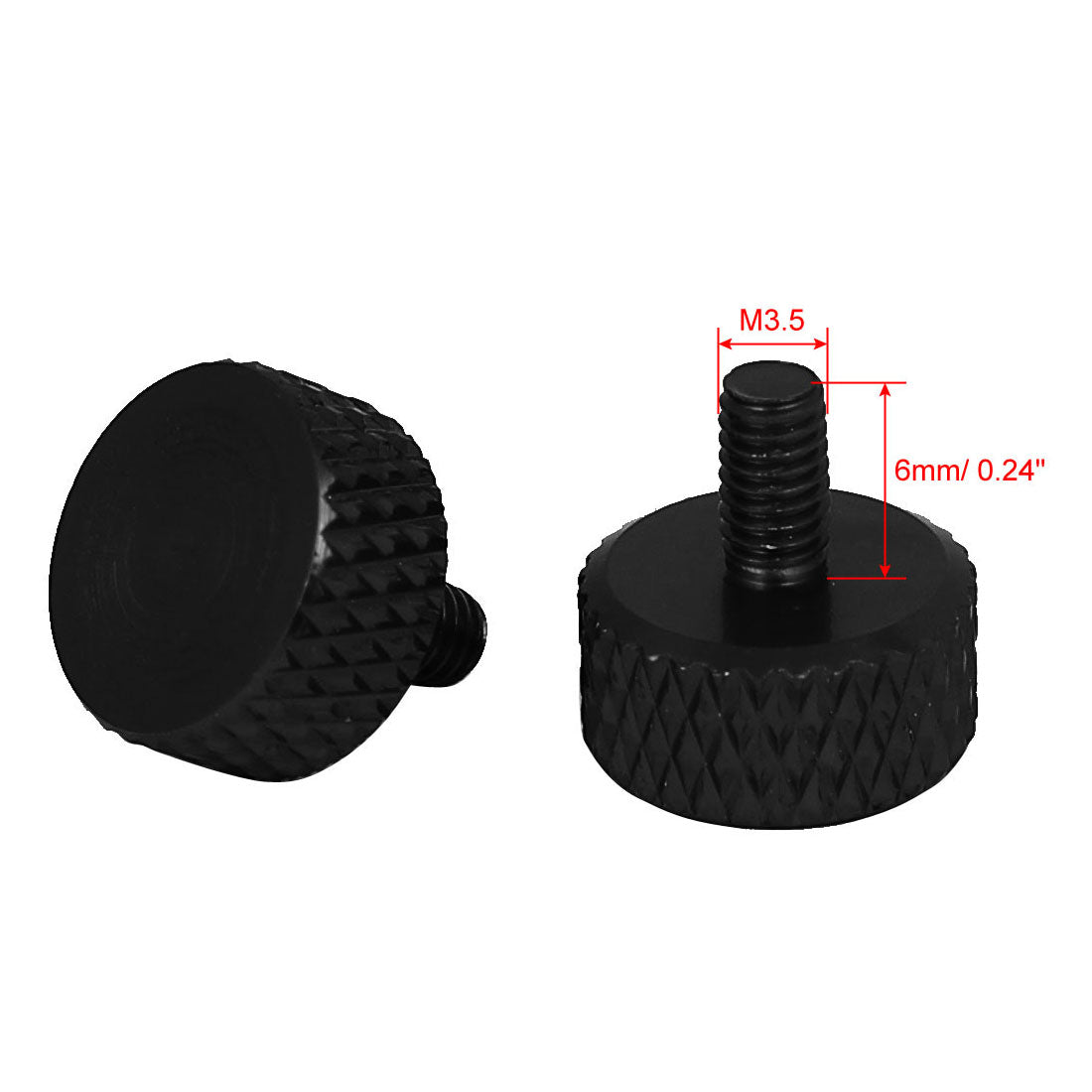 Harfington Graphics Card Flat Head Knurled Thumb Screws Black M3.5x6mm 10pcs