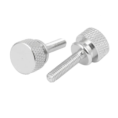 Harfington Computer PC Case Shoulder Type Knurled Thumb Screw Silver Tone M4x16mm 4pcs