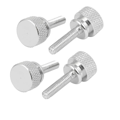 Harfington Computer PC Case Shoulder Type Knurled Thumb Screw Silver Tone M4x16mm 4pcs