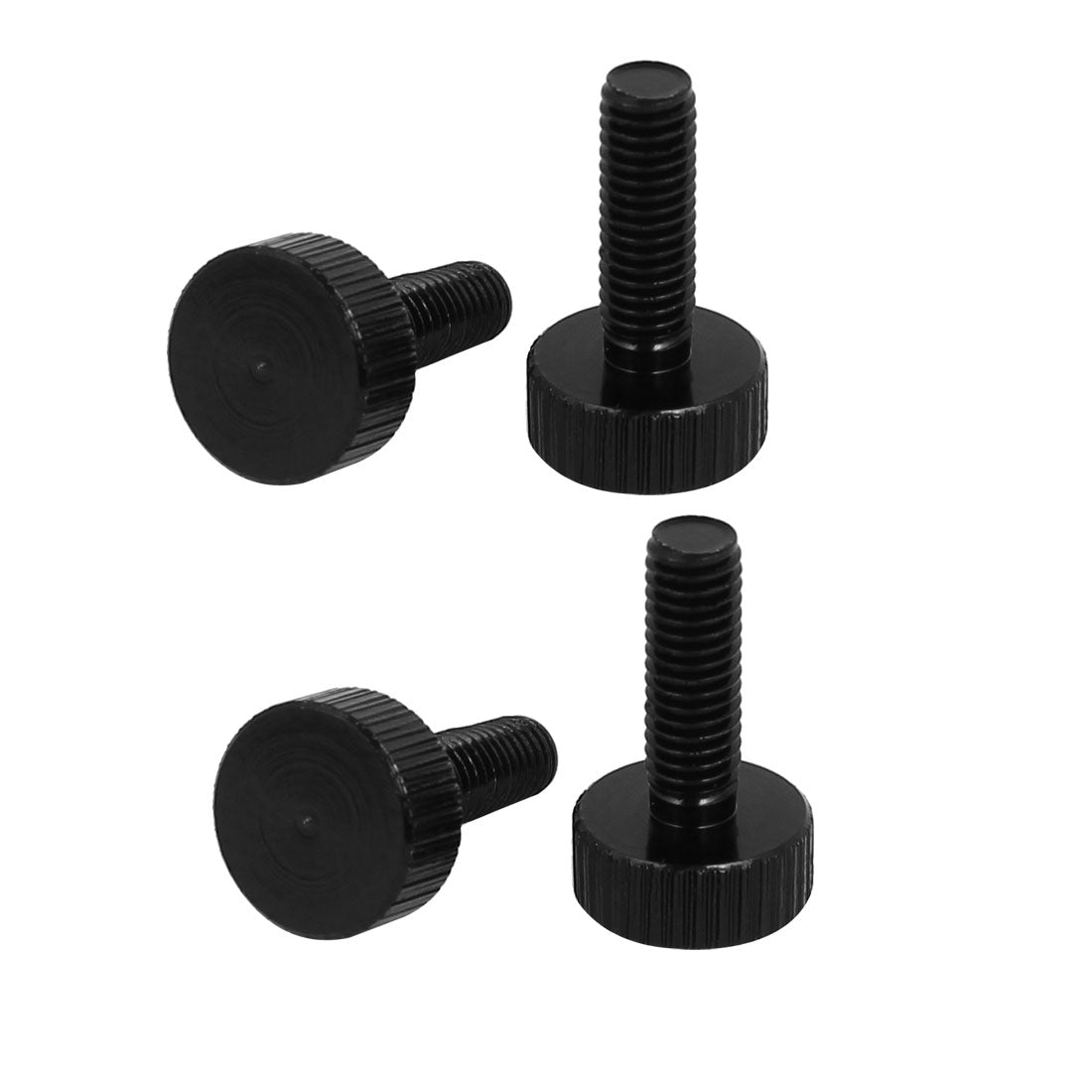 Harfington Computer PC Case Aluminum Flat Head Knurled Thumb Screws Black M5x15mm 4pcs